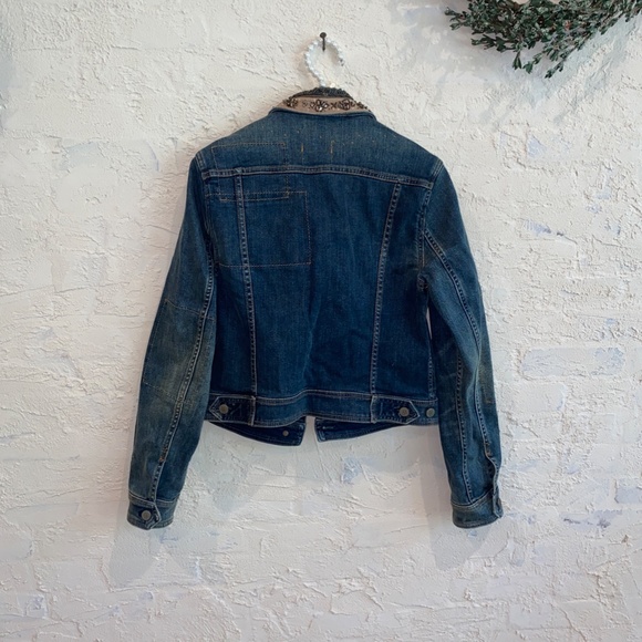 Anthropologie Holding Horses Embellished Beaded Denim Jacket Sz S - Picture 2 of 14